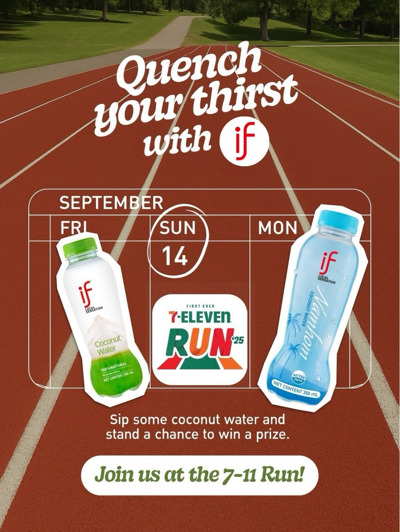 Ready, set, sip! 🥥💧7-11 Run! @ Marina Barrage