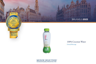 IF coconut water won Grand Gold Quality Award 2023 by Monde Selection