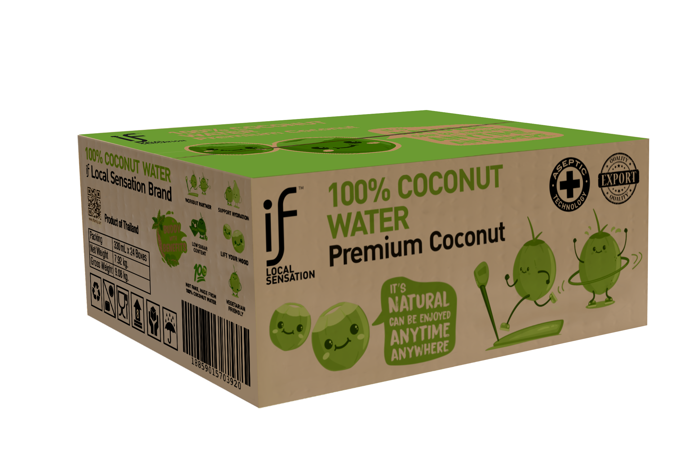 100% Premium Coconut Water 330 ml.